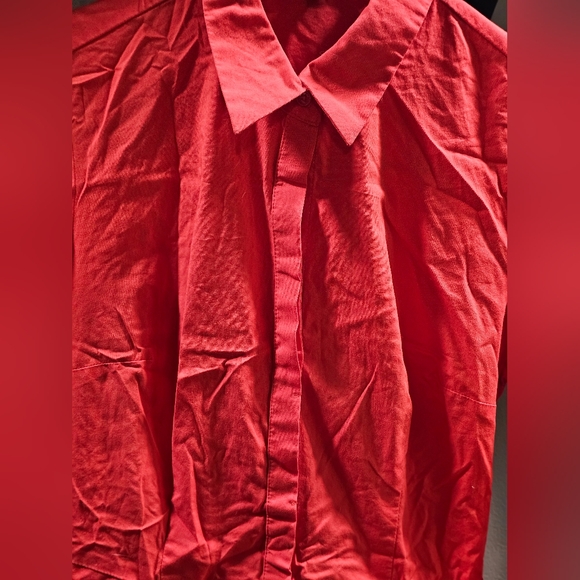 Fit n Flare Reddish Pink Button Collard Dress - Picture 4 of 6